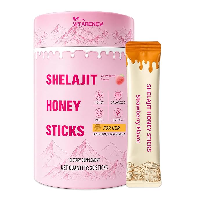 Shilajit Honey Sticks for Women with Shatavari & Saffron | High-Potency Fulvic Acid 75%+ & 85+ Trace Minerals | Supports Hormone Balance, Daily Energy, Mental Clarity & Physical Stamina | Delicious Strawberry, 30 Sticks