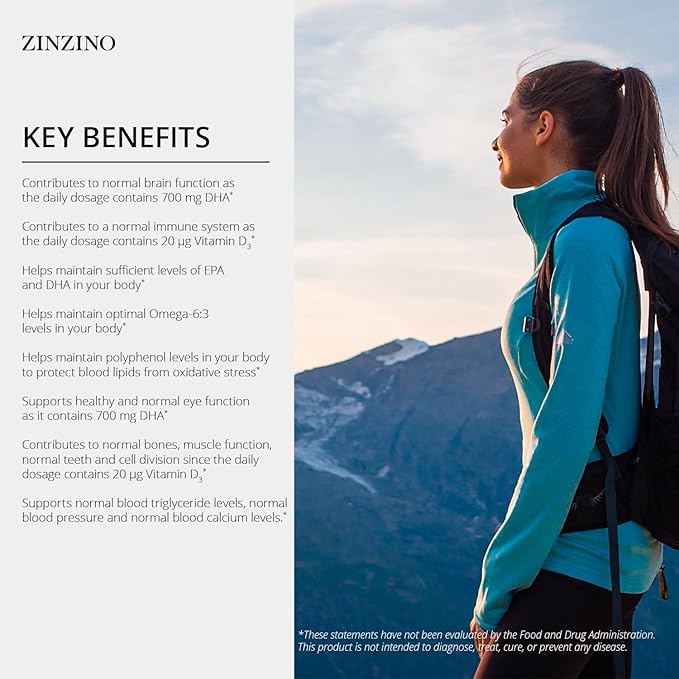 Zinzino BalanceOil+ - Omega Balance Supplement with Wild-Caught Fish Oil, Olive Oil, Omega-3 & Vitamin D3 - Supports Heart Health & Well-Being - 300ml