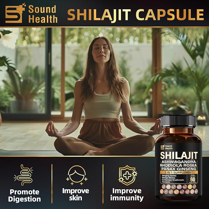 Irish Sea Moss & Shilajit Bundle for Natural Energy, Sleep Support & Hair Growth, Made with Black Seed Oil, Ashwagandha, Ginger, Rhodiola Rosea, Vitamins C & D, for Man & Women, All-in-1 Supplement