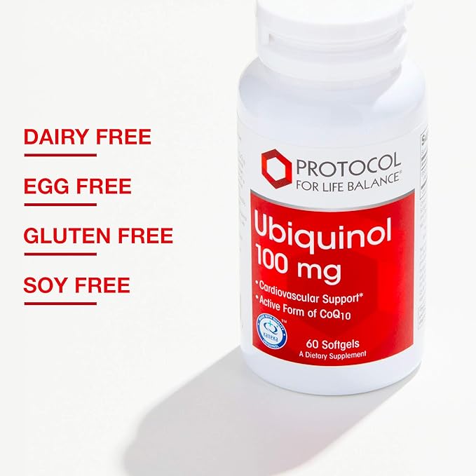 Protocol For Life Balance - Ubiquinol 100 mg - Cardiovascular Support with Active Form of CoQ10, Supports Energy Production, Heart Health, Antioxidant Activity - 60 Softgels