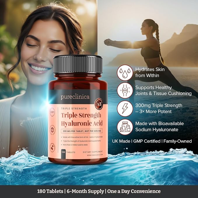 Triple Strength Hyaluronic Acid 300mg x 180 tablets (6 months supply). 300% stronger