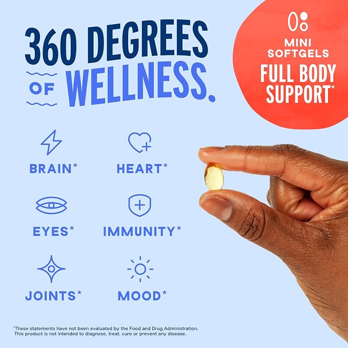 Oceanblue Professional Omega-3 2100mg Mini Fish Oil Softgels - Triple Strength, High Potency EPA, DHA & DPA - Burpless, Wild-Caught, Natural Orange Flavor - 120 Count