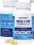 Oceanblue Professional Omega-3 2100 with Vitamin K2 and Vitamin D3-60 Count 2 Pack- Triple Strength Burpless Fish Oil Supplement with EPA, DHA & DPA - Wild Caught - Orange Flavor, 60 Servings