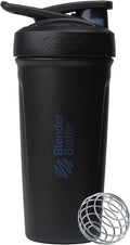 BlenderBottle Sport Shaker Cup Insulated Stainless Steel Water Bottle with Wire Whisk, 24-Ounce, Black