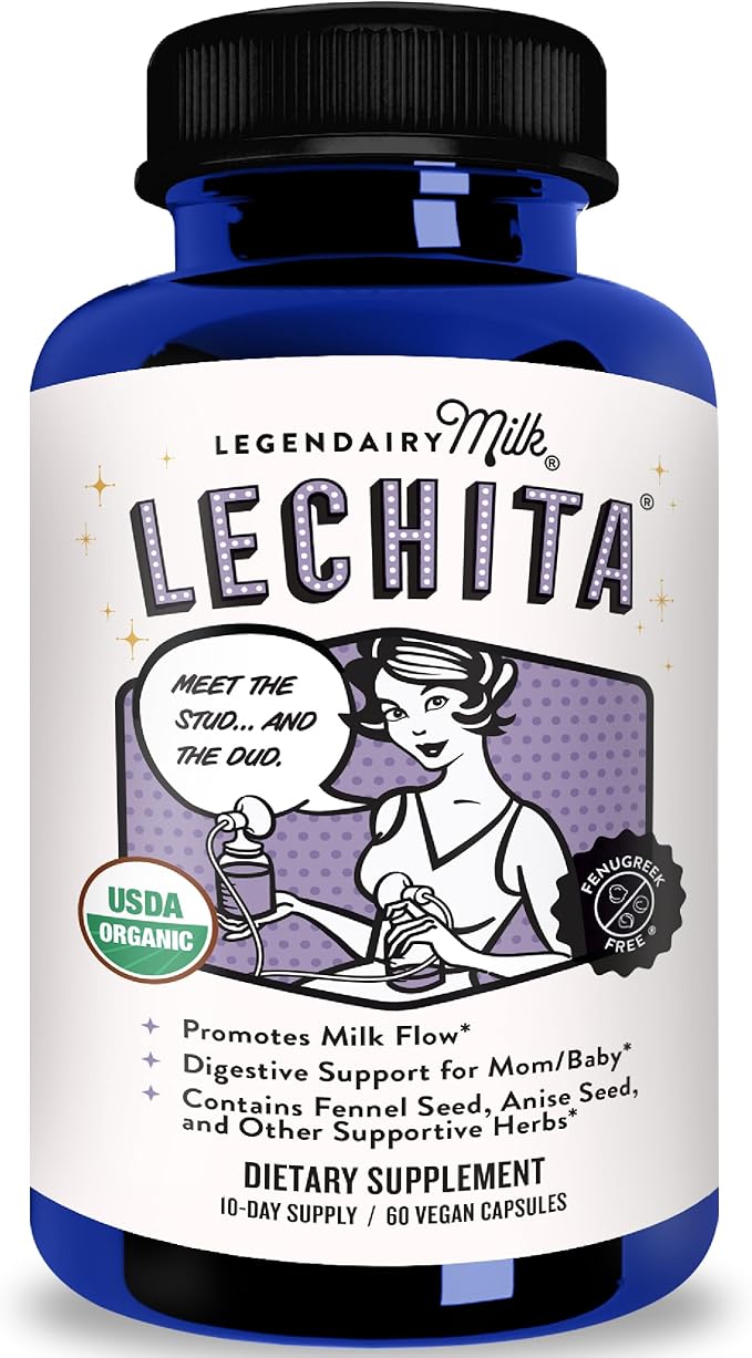 Legendairy Milk Lechita, Supports Milk Flow, Organic Fenugreek Free Breastfeeding Supplement, Organic Fennel & Anise, Made in USA, 180 Vegan Capsules