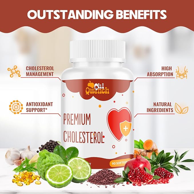 Cholesterol Supplements with Plant Sterols, Niacin, Red Yeast Rice, Citrus Bergamot, Garlic, Cholesterol Supplement Support Normal Cholesterol Levels, 180 Softgels
