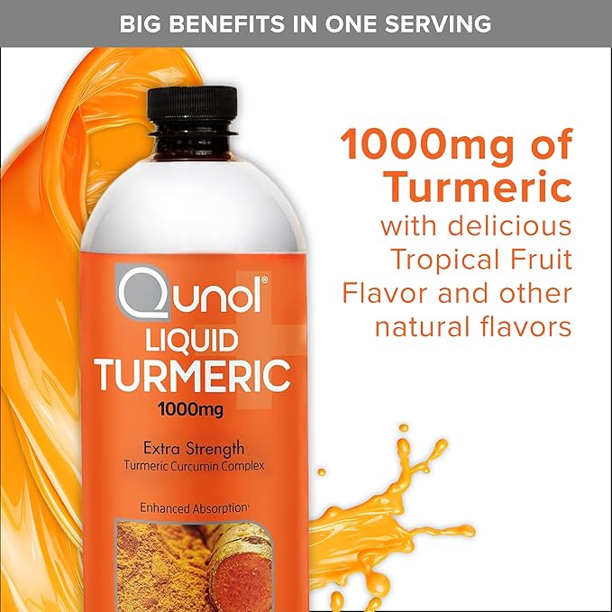 Qunol Liquid Turmeric Curcumin with Black Pepper 1000 Milligram, Supports Healthy Inflammation Response and Joint Support, Dietary Supplement, Extra Strength, 40 Servings, 20.3 fl oz (pack of 1)