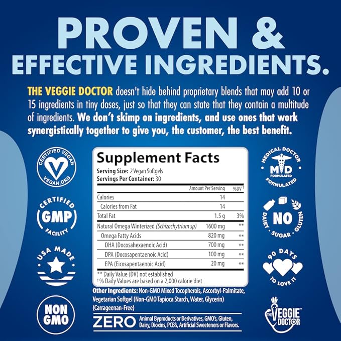 Vegan Omega 3 Supplement – Algae Omega 3 with DHA EPA DPA – Vegan Capsules from Algal – Fish Oil Alternative – Plant-Based Algae Oil Formula – Non-GMO, Carrageenan-Free, High Strength