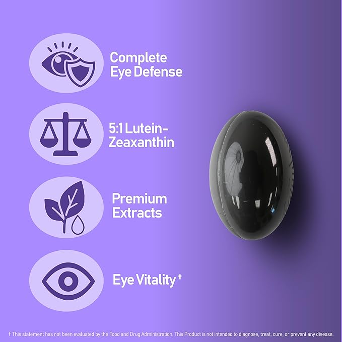 NANOWELL EyeCare Anthocyanins 100 - Eye Health Supplement with Bilberry, Zeaxanthin, Lutein, Anthocyanins, Vitamin A, E, Selenium & Copper - 60 Softgels, 60 Day Supply