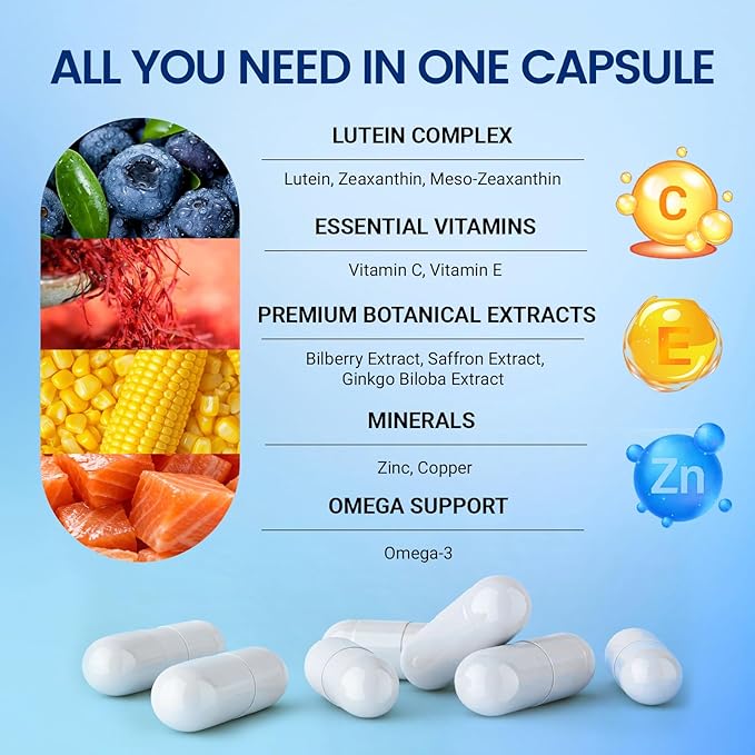 Neurobella Eye Supplement for Digital Eye Strain & Night Driving Clarity 15-in-1 Advanced Eye Formula with All 3 Carotenoids (Lutein, Zeaxanthin), Bilberry and Saffron Eye Vitamins, 90 Count