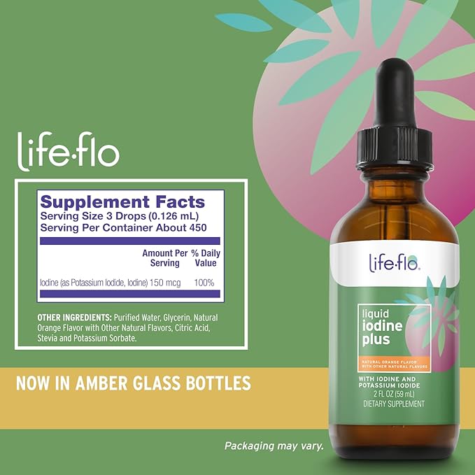 Life-flo Liquid Iodine Plus 150 mcg, Supplement for Thyroid Support,* Healthy Energy & Metabolism Formula* with Iodine & Potassium Iodide (Natural Orange Flavor)