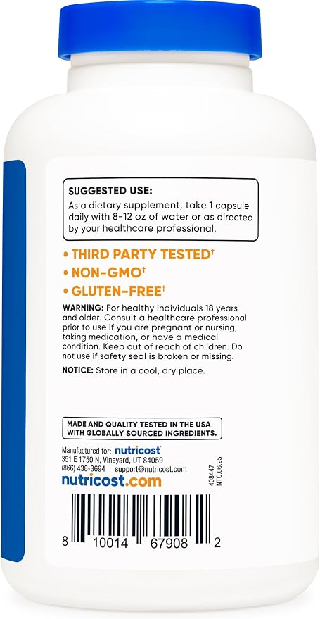 Nutricost Acetyl L-Carnitine (ALCAR) 500mg, 180 Capsules, 180 Servings - Non-GMO and Gluten Free, 1 Capsule per Serving (Pack of 2)