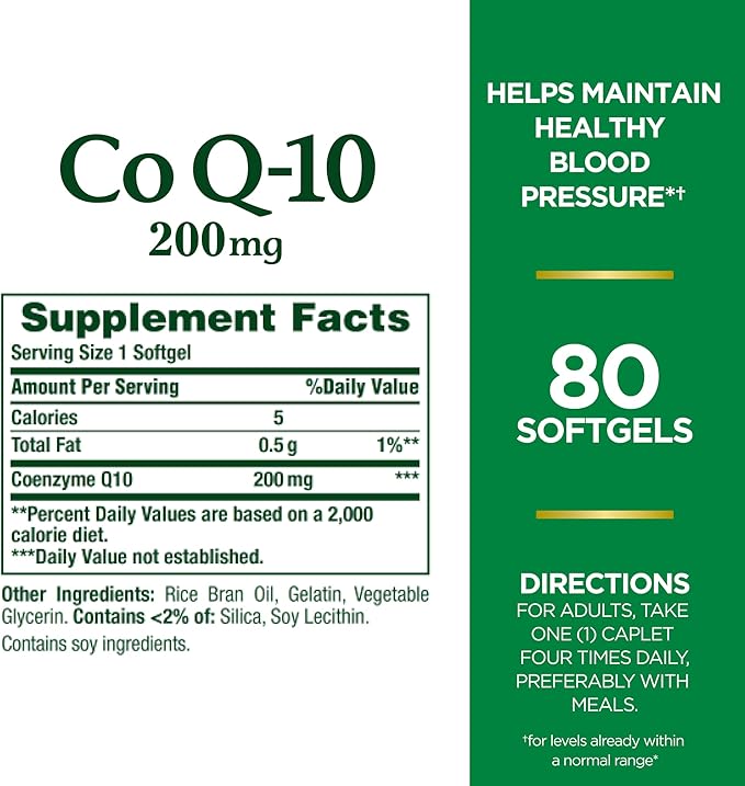 Nature's Bounty CoQ10, Supports Heart Health, Dietary Supplement, 200mg, 80 Rapid Release Softgels (Pack of 3)