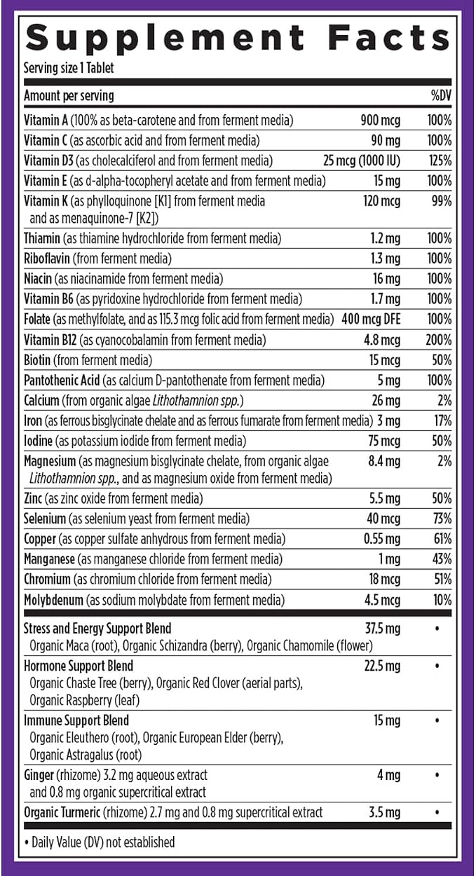 New Chapter Women’s Multivitamin, Iron, B6, B12, Biotin for Hair Growth, D3, Vit C, Zinc for Immune & Stress Support, Gentle on an Empty Stomach, One Daily, Non-GMO, Gluten-Free, 18+, 72 Tablets