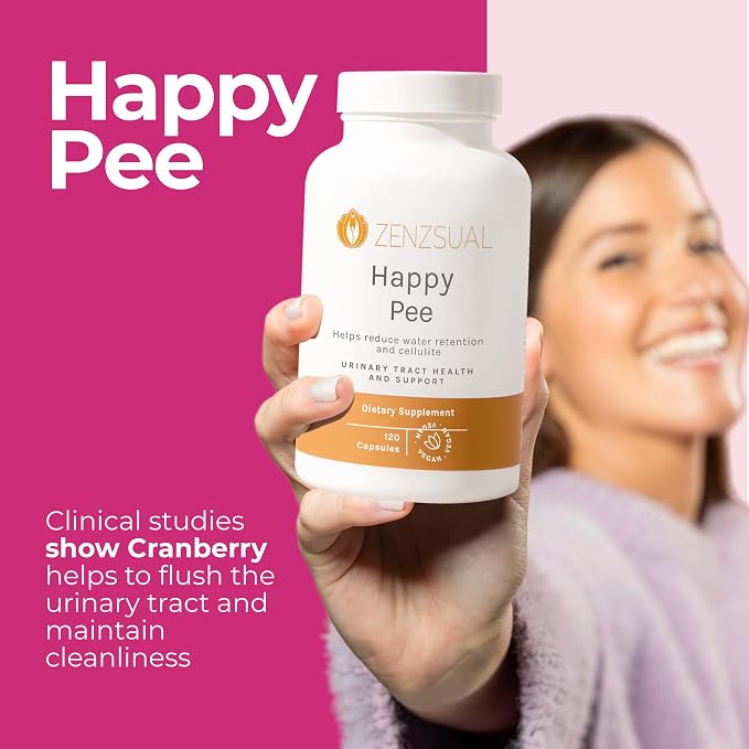 ZENZSUAL Happy Pee, 120 Capsules – Urinary Tract Support & Bladder Health Supplement with Cranberry, D-Mannose, Vitamin C and Oregano for Women and Men – Healthy Flow, Comfort & Fluid Balance