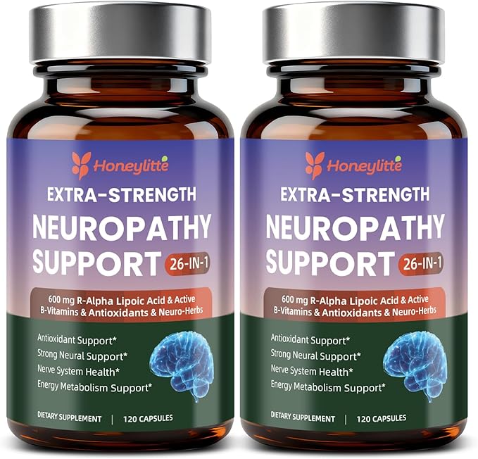 Alpha Lipoic Acid Neuropathy Supplements - with 600mg R-Alpha Lipoic Acid, NAC, ALC, Active Vitamin B12 B1 B2 B6 - for Nerve Heath & Mental Support (120 Count * Pack of 2)