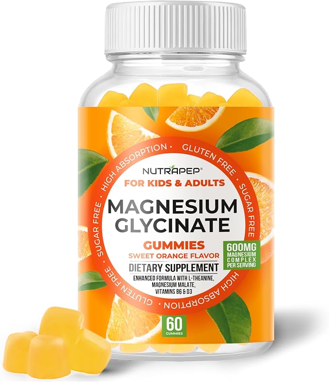 NutraPep Magnesium Glycinate Gummies for Kids & Adults Women & Men - Sugar Free Gluten Free Non-GMO Vegan Chewable Supplement
