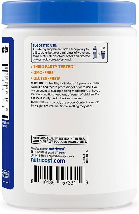 Nutricost Electrolyte Complex Powder (60 Servings, Blue Raspberry) - Hydration Supplement Drink Mix with Vitamins and Minerals