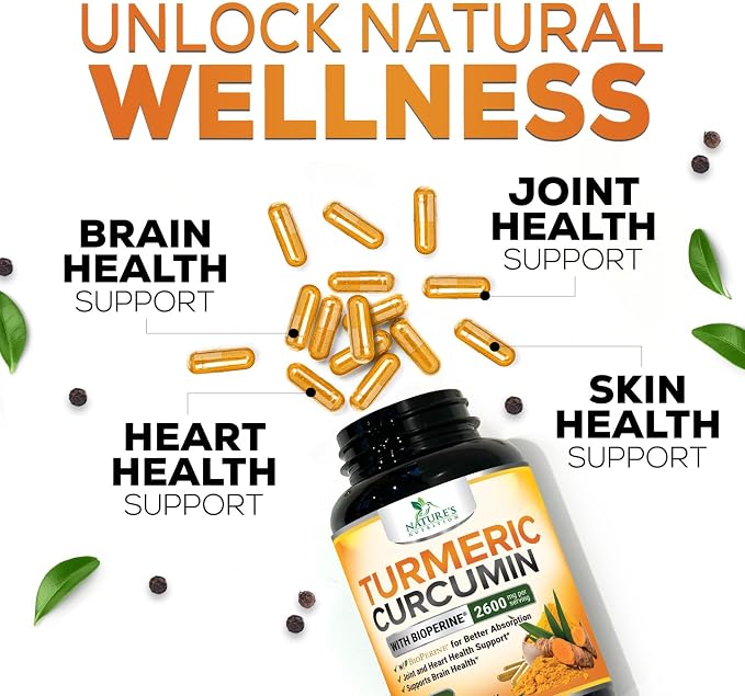 Turmeric Curcumin Supplement - 2400mg Organic Turmeric Per Serving - 95% Curcuminoids & BioPerine Black Pepper Extract for Best Absorption - Natural Vegan Joint Support, Bottled in USA - 240 Capsules
