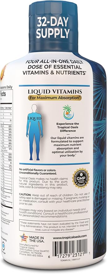 Premium Liquid Multivitamin for Men | Sugar Free Men’s Multi-Vitamin | 100+ Vitamins, Minerals & Amino Acids to Support Muscle, Heart, Brain Health & Energy | 98% Absorption Rate | Non-GMO | 32 Serv