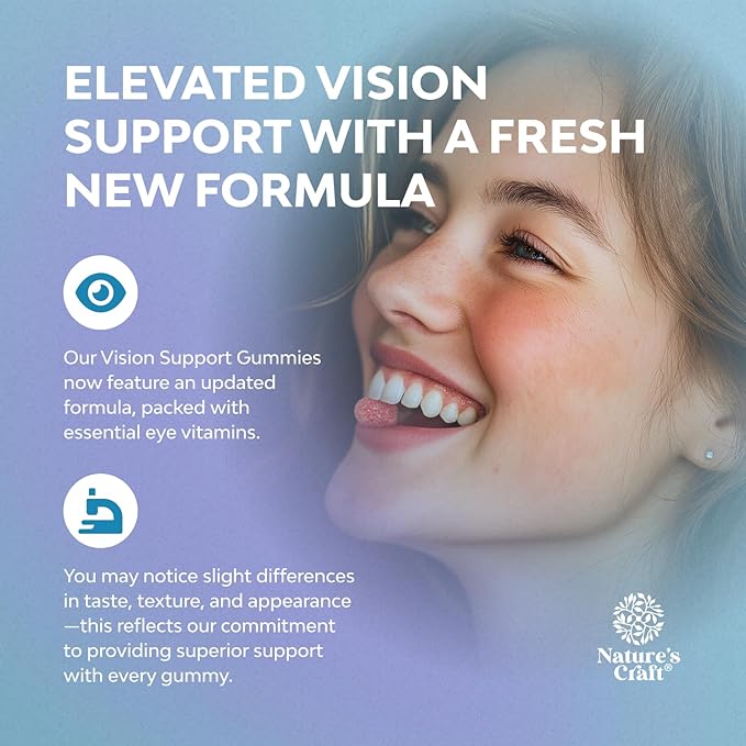 Vision Support Gummies for Adults - Lutein and Zeaxanthin Supplements for Eye Health - Potent Lutein Eye Vitamins for Blue Light Protection, Dryness, Strain Support & Visual Sharpness - 120 Count