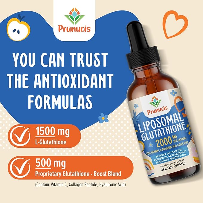 2000MG Liposomal Glutathione Liquid, 98% Absorption, Active Form L-Glutathione Supplement, Vegan Friendly, Powerful Antioxidant Complex for Immune System, Aging Defense, Detox, 4 FL.OZ