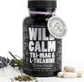 Wild Foods 3 in 1 Magnesium Glycinate L Theanine for Calm Sleep & Muscle Relaxation - Glycinate, Malate, Taurate - 100% Natural Magnesium Complex for Women and Men - 60 Capsules