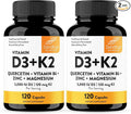 Sandhu's Vitamin D3 K2 Magnesium 5000 IU, 120mcg K2 Capsules 120 Count (Pack of 2) | with VIT B6, Zinc & Quercetin | D3K2 Supports Superior Absorption, Energy, Immune, Muscle Health for Men & Women