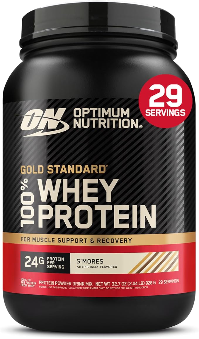 Optimum Nutrition New Flavor Gold Standard 100% Whey Protein Powder, S'Mores, 2 Pound (Pack of 1) (Packaging May Vary)