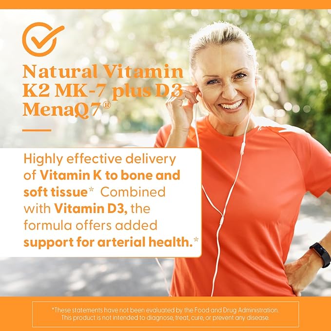 Doctor's Best Natural Vitamin K2 MK-7 Plus D3 - VIT D3 and K2 MK7 Supplement for Men & Women, Supports Tissue, Artery, & Bone Health, Non-GMO, Gluten Free, Soy Free, Vegetarian - 60 Veg Caps