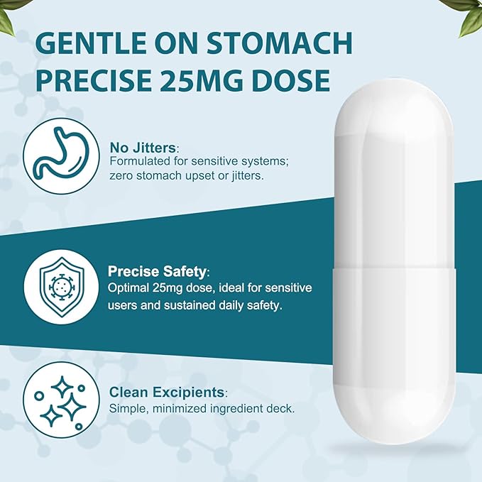 P5P 25mg - Active Vitamin B6, High Potency Pyridoxal-5-Phosphate Coenzyme Supplement, Supports Nervous System, Neurotransmitter Balance & Cellular Energy, 120 Veggie Capsules