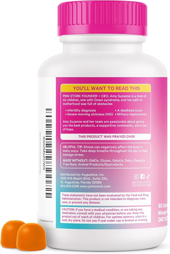 Pink Stork Premium Fertility Gummies for Women, 60 Gummies, 2 Pack | Prenatal Conception Supplements