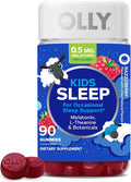 OLLY Kids Sleep Gummy, Occasional Sleep Support, 0.5mg Melatonin, L Theanine, Chamomile, and Lemon Balm Extracts, Childrens Chewable Supplement, Raspberry Flavor - 90 Count