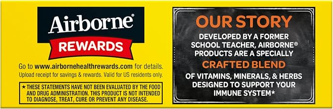 Airborne 1000mg Vitamin C with Vitamin D & Zinc, Sugar Free Multivitamin Immune Support Supplement, Antioxidants Vitamins A C & E, Very Berry Flavor, 30 Tablets (Pack of 2)