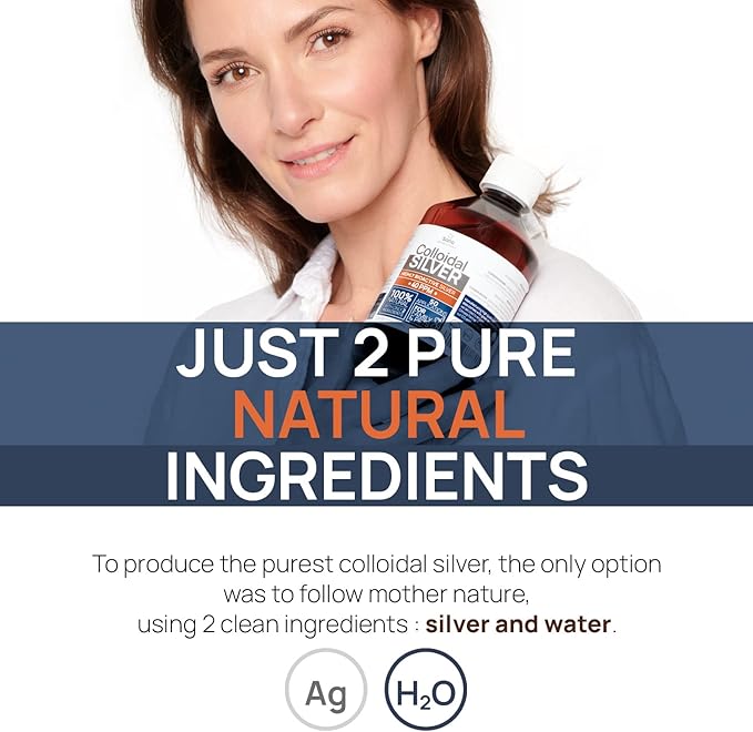 Colloidal Silver Liquid 8 fl oz 30 PPM - Bioactive Hydrosol Silver Water - Natural Immune Support Nano Sol Supplement Solution - Ionic Minerals - Organic Structured Silver