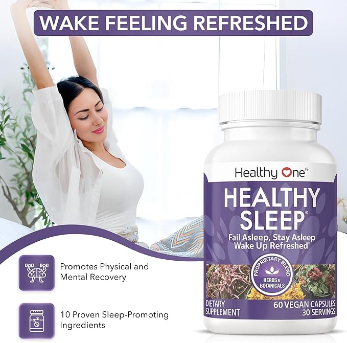 Healthy Sleep - 10 REM Inducing Ingredients - Supports All Stages of Deep Rest - Can't Sleep - Restless - Melatonin - Valerian - Chamomile - Theanine - GABA - Hops - Lemon Balm - 120 Count