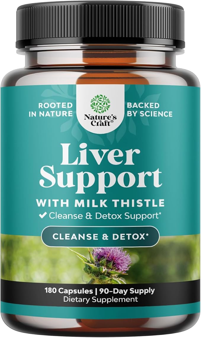 Natures Craft Liver Cleanse Detox & Repair 180 Capsules - Herbal Liver Support Milk Thistle Supplement - Silymarin Milk Thistle Supplements with Dandelion Root, Choline, Beetroot & Artichoke Extract