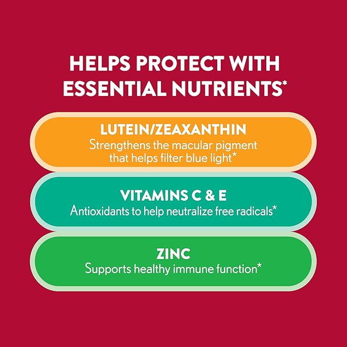 Ocuvite Eye Vitamin & Mineral Supplement, Gummy Multivitamin for Eyes, Zinc, Vitamin C & E, Lutein & Zeaxanthin Supplements for Vision Support for Adults, 60 Gummies