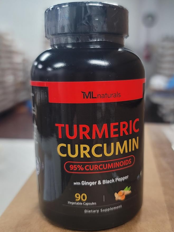 ML Naturals Organic Turmeric Curcumin – 1,800mg, Root Extract 300mg - 120mg Organic Ginger & 15mg Black Pepper (Per Serving) - 90 Vegetable Capsules – Non-GMO
