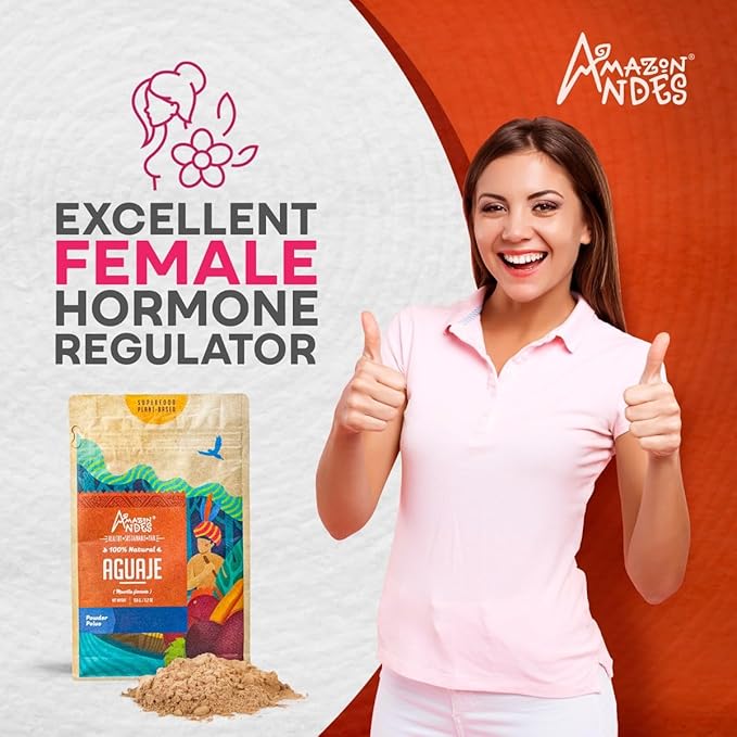 Amazon Andes Aguaje Fruit Powder - Buriti Wild Harvested in Peru - Support Menstrual Disorder - Non-GMO Allegen-Free & Vegan - Halal - Contains Phytoestrogens - 5.2 Ounce (40 Servings)