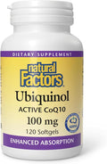 Natural Factors Ubiquinol 100 mg - Supports Heart Health & Natural Vitality - Antioxidant Support Supplement with Superior Absorption - Energy Support with Flaxseed Oil - 120 Softgels (120 Servings)