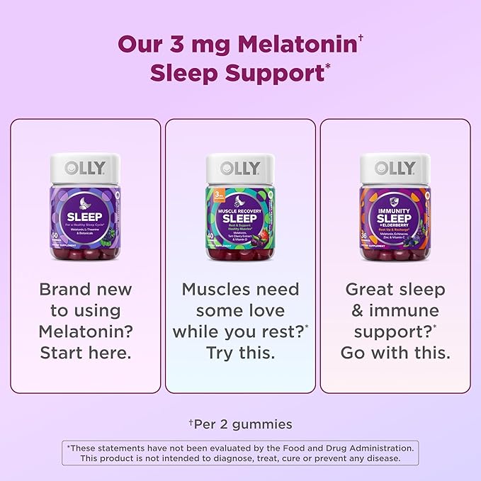OLLY Sleep Immunity Melatonin Gummy, Vitamin C, Zinc, Echinacea, 3mg Melatonin, Immune and Sleep Support, Berry - 36