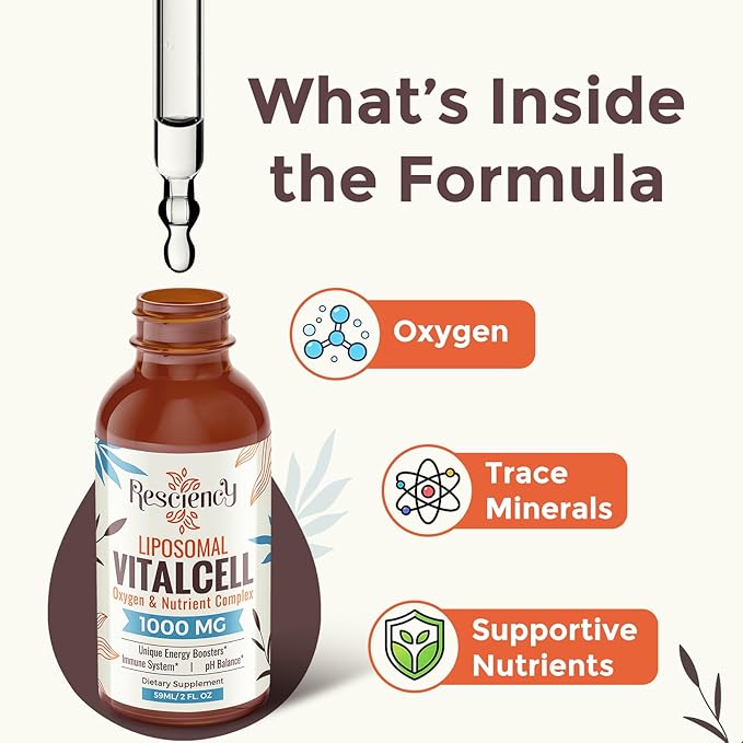 13-in-1 Liquid Oxygen Boost & Nutrient Supplement, Liposomal Optimized-Delivery Blend with Trace Minerals, Amino Acids, CoQ10, B Vitamins & Fulvic Acid, Daily Wellness Liquid Oxygen Drops, 4 fl oz