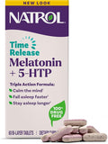 Natrol Melatonin + 5-HTP Time Release Sleep Aid, Triple Action Formula, Calm the Mind, Fall Asleep Faster and Stay Asleep Longer, 60 Bi-Layer Tablets, Up to a 60 Day Supply
