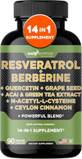 Gade Nutrition Resveratrol Berberine Quercetin Grape Seed Extract Green Tea Extract N-Acetyl Cysteine - 14 in 1 Complex Supplement for Women & Men with Potent Antioxidants - Made in USA