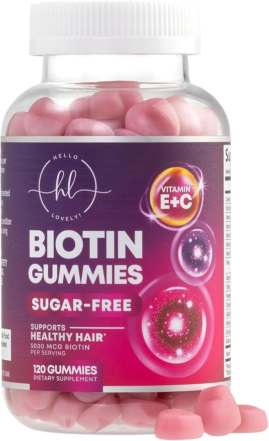 Hair Vitamins Gummies with Biotin 5000 mcg per Serving - Hair Growth Support with Vitamins E & C for Thicker, Stronger & Beautiful Hair - Hair Skin and Nails Vitamin, Gluten Free - 120 Gummies