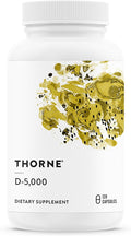 THORNE - Vitamin D-5,000 - Vitamin D3 Supplement - Supports Healthy Bones, Teeth & Muscles, Plus Cardiovascular & Immune Function* - NSF Certified for Sport - Gluten, Dairy & Soy-Free - 120 Capsules
