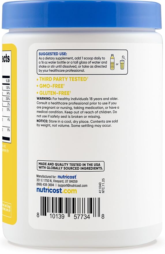 Nutricost Electrolytes Complex Powder (Pineapple Ice) 60 Servings - Advanced Hydration Complex, 7 Vitamins + Minerals, Zero Sugar, Sweetened with Stevia, Gluten-Free, GMO-Free