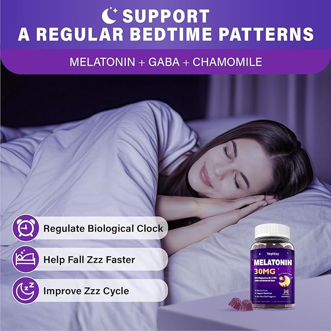 Melatonin 30mg Gummies for Adults - Sugar Free Melatonin Gummies Maximum Strength with Magnesium, B6, GABA & Botanical Blend - Non-Habit Forming,Vegan, Non GMO, Natural Mixed Berry Flavor