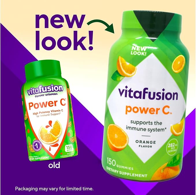 VitaFusion Power C Gummy Vitamins for Adults Absolutely Orange - 150 ct, Pack of 4